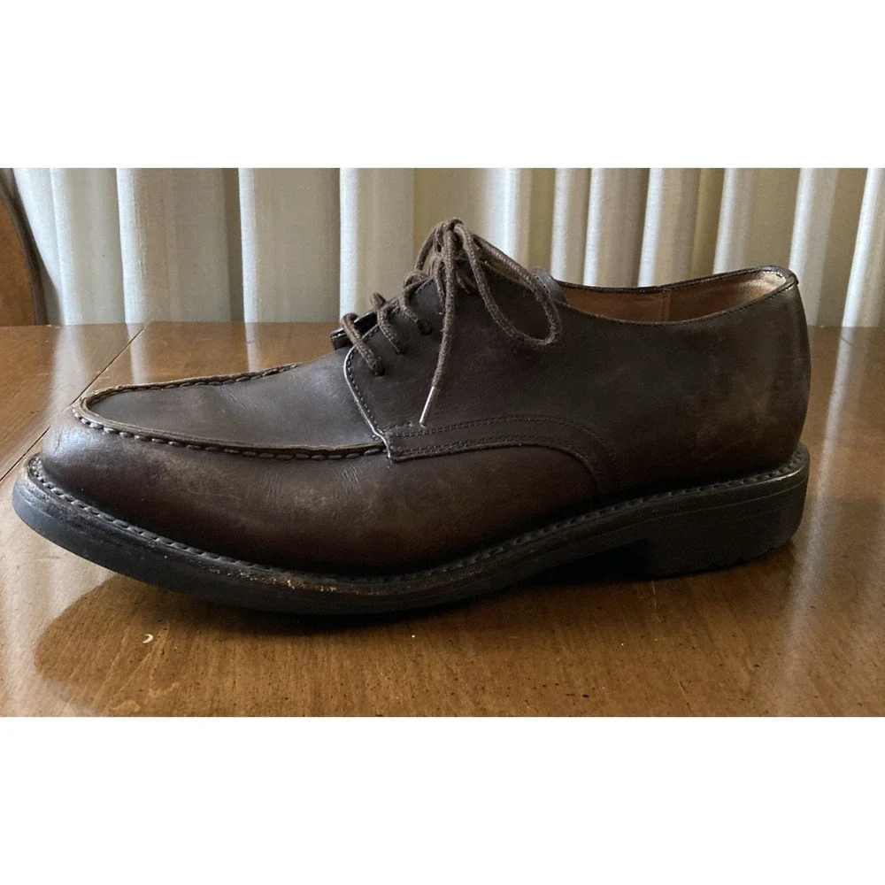 Vtg Polo Ralph Lauren Leather Oxford Men's Sz 9 D Brown Lace Y2K 90s Preppy